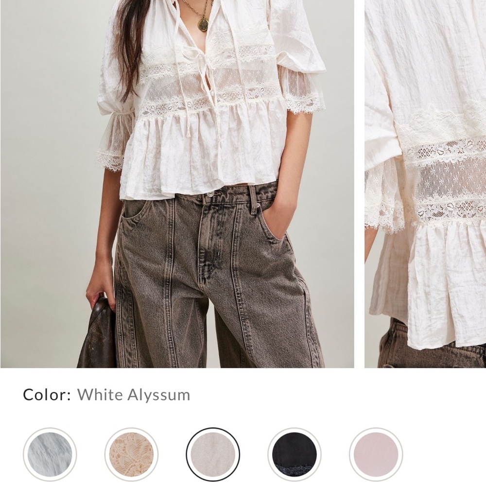 Free People Brown Lace Blouse